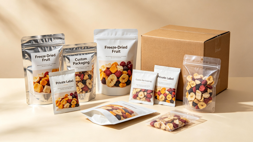 custom private‑label freeze‑dried fruit packaging
